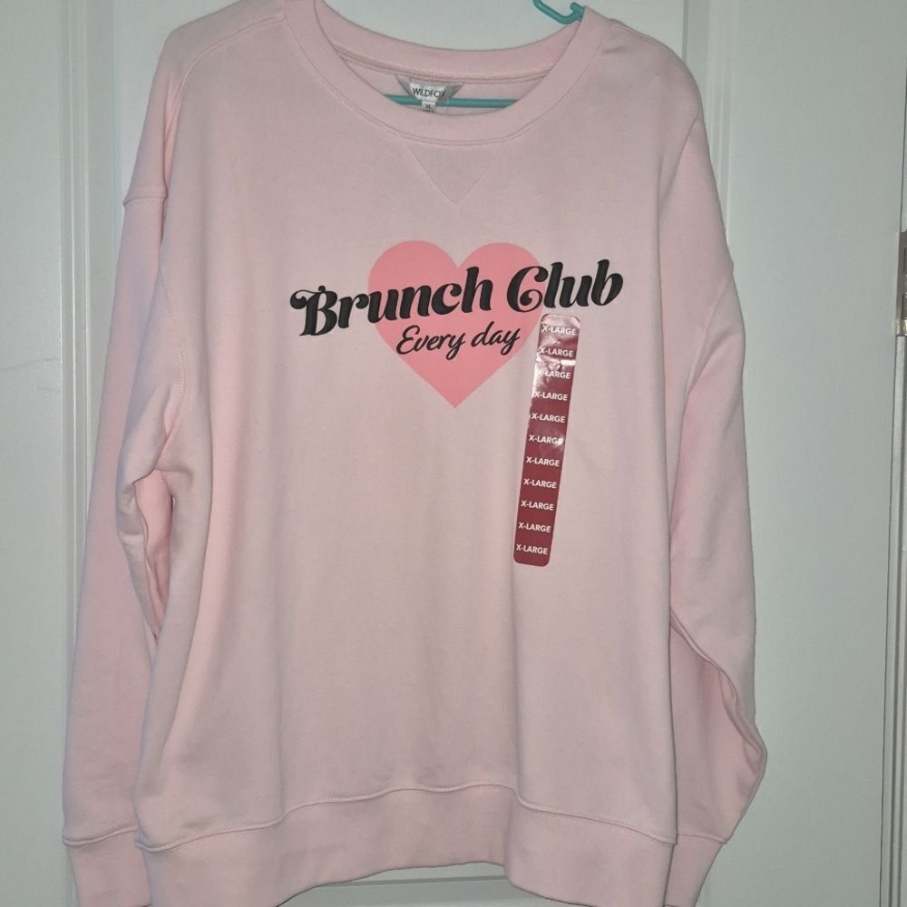 Wild Fox Brunch club Pink Sweatshirt 100 Cotton Xl Nwt